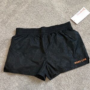 Orangetheory Black Camo Shorts with Orange Detail